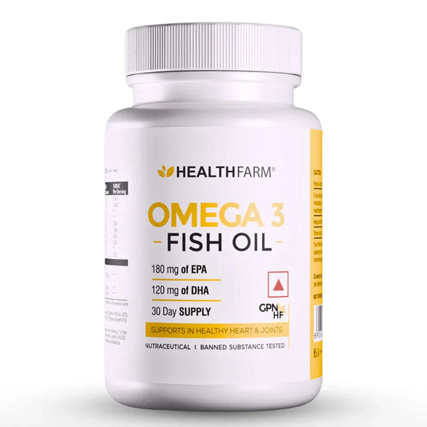 Healthfarm Omega 3 Fish Oil | 30 Softgels | Rich in EPA & DHA | Supports Heart, Brain & Joint Health